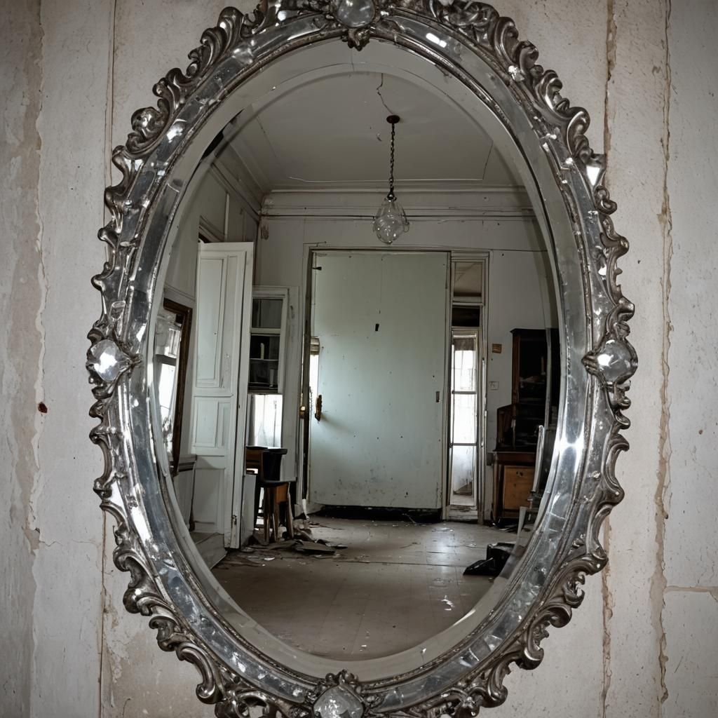 Spooky Reflection in Antique Crystal Mirror