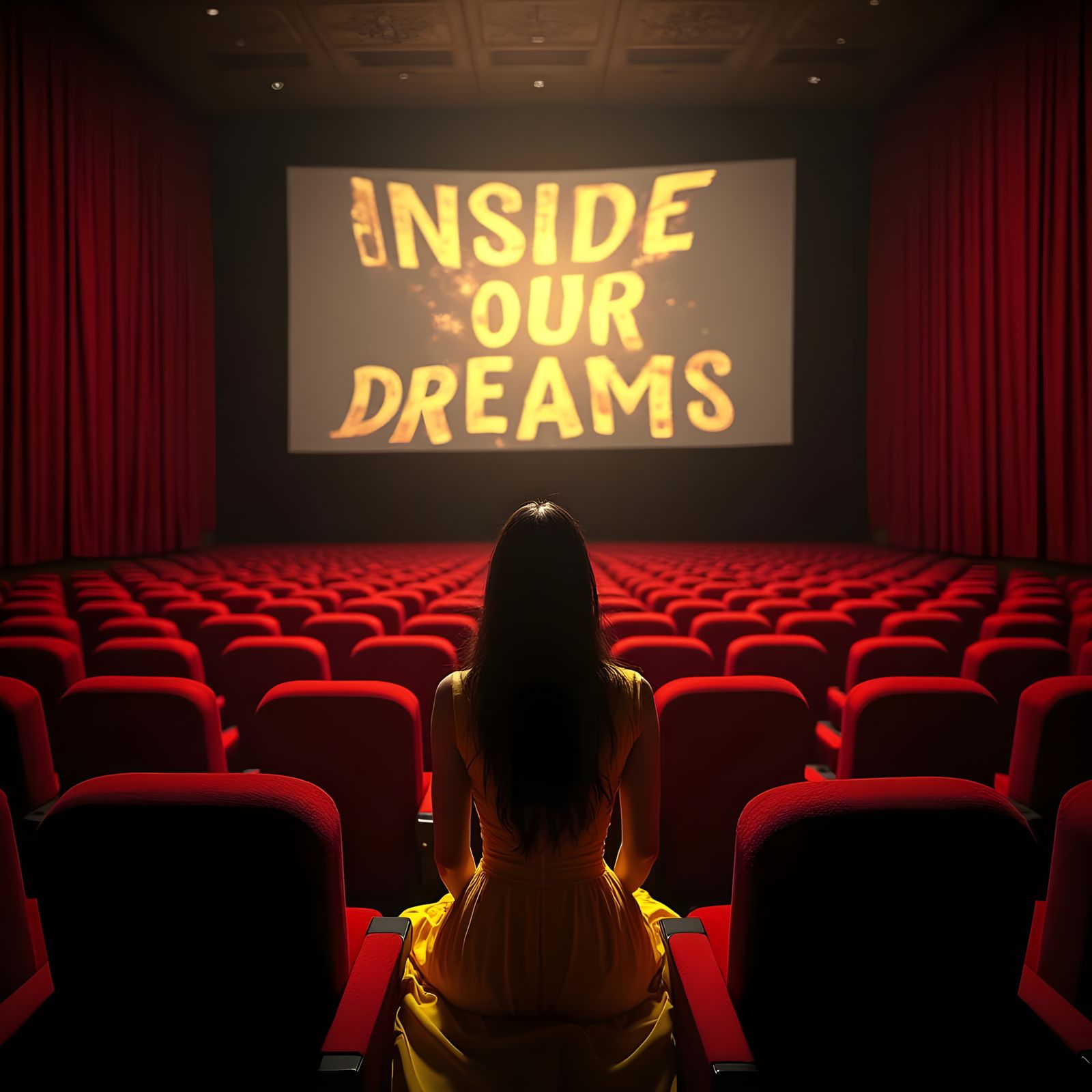 Mysterious Woman in Red Theater, Sci-Fi Film Poster