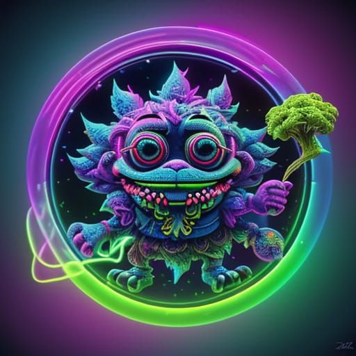 Trippy Cartoon Characters Smoking Cannabis in Psychedelic 3D...