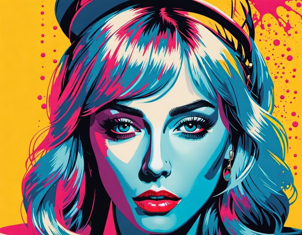 Pop Art Image: Cocaine Addiction in Young Woman