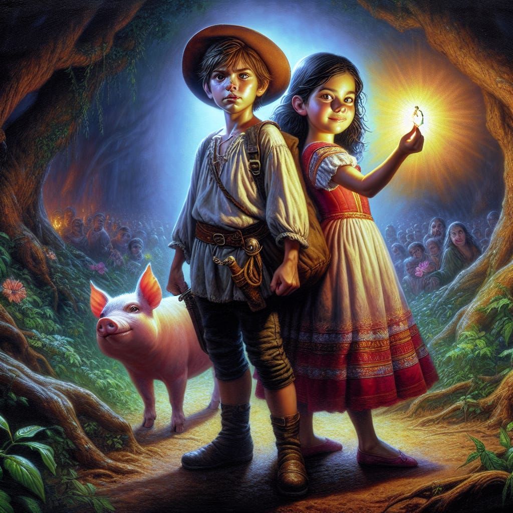 Children's Adventure: Hero and Princess in Wilderness