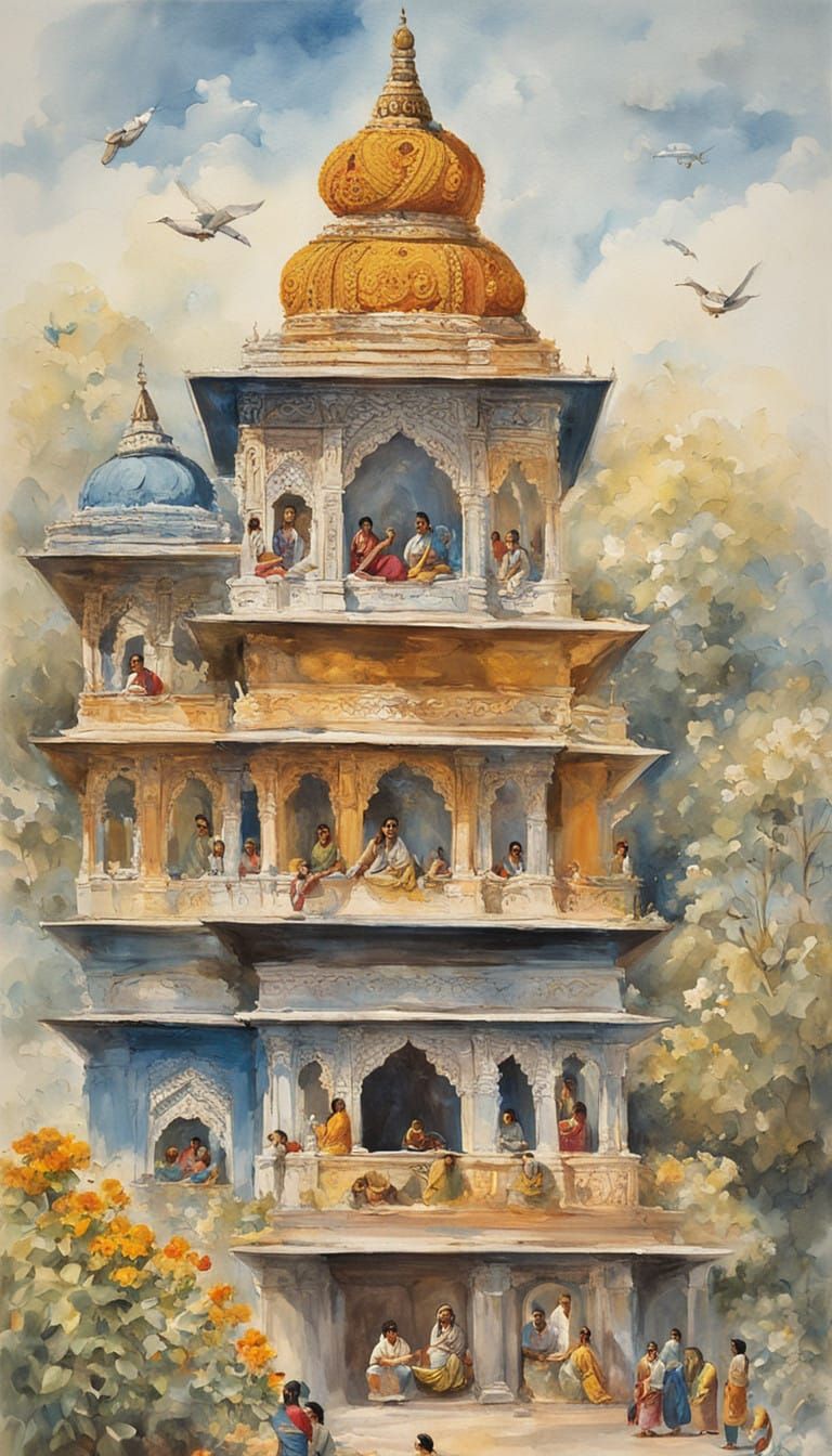 Vibrant Indian Temple in Joyous Festival Style