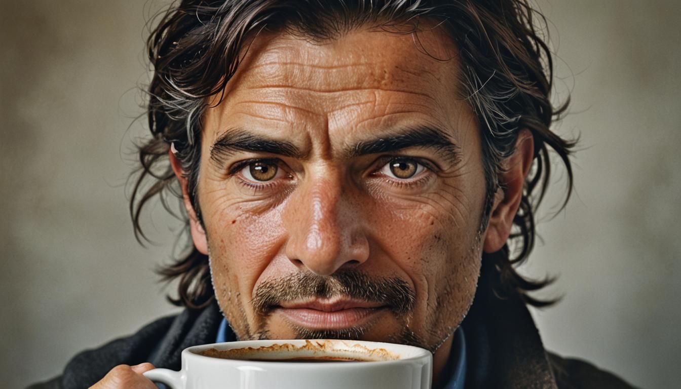 Professional Portrait of Person Drinking Coffee