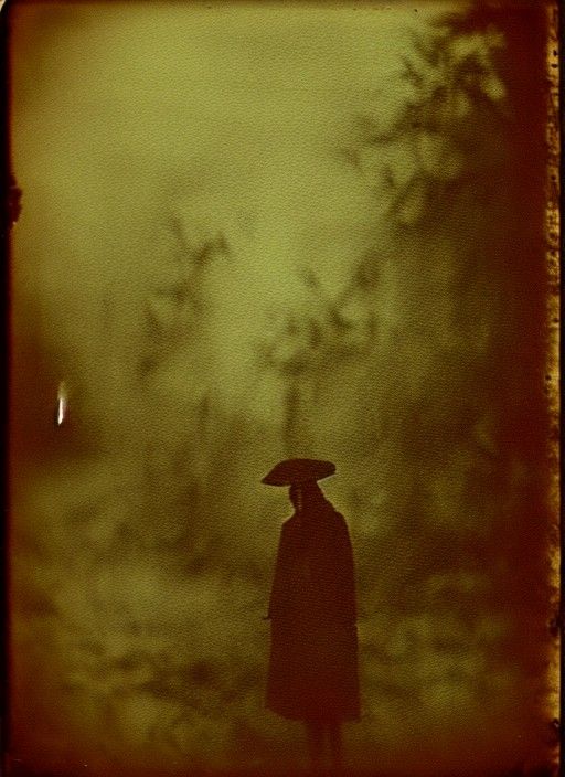 Creepy Skin Walker Vintage Photo in Watercolor Style