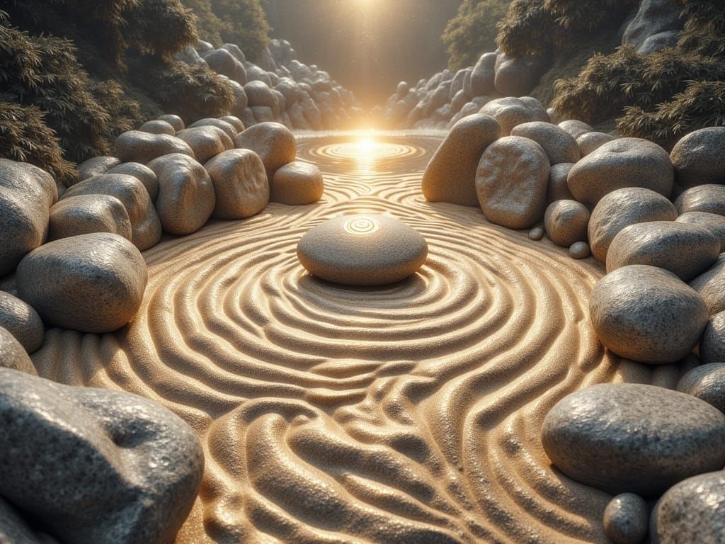 Serene Zen Garden Masterpiece with Mandala Patterns