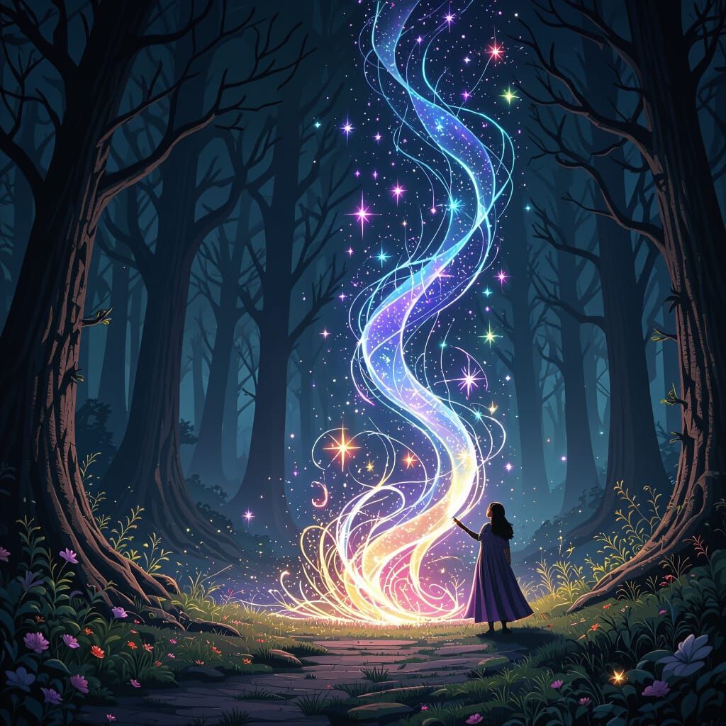 Mystical Orb Glows in Dark, Detailed Fantasy Scene