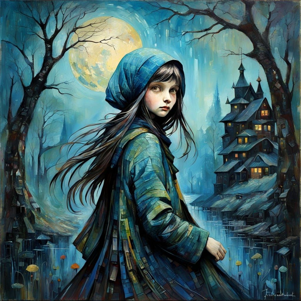 Encaustic Painting with Primitive, Naive Textures