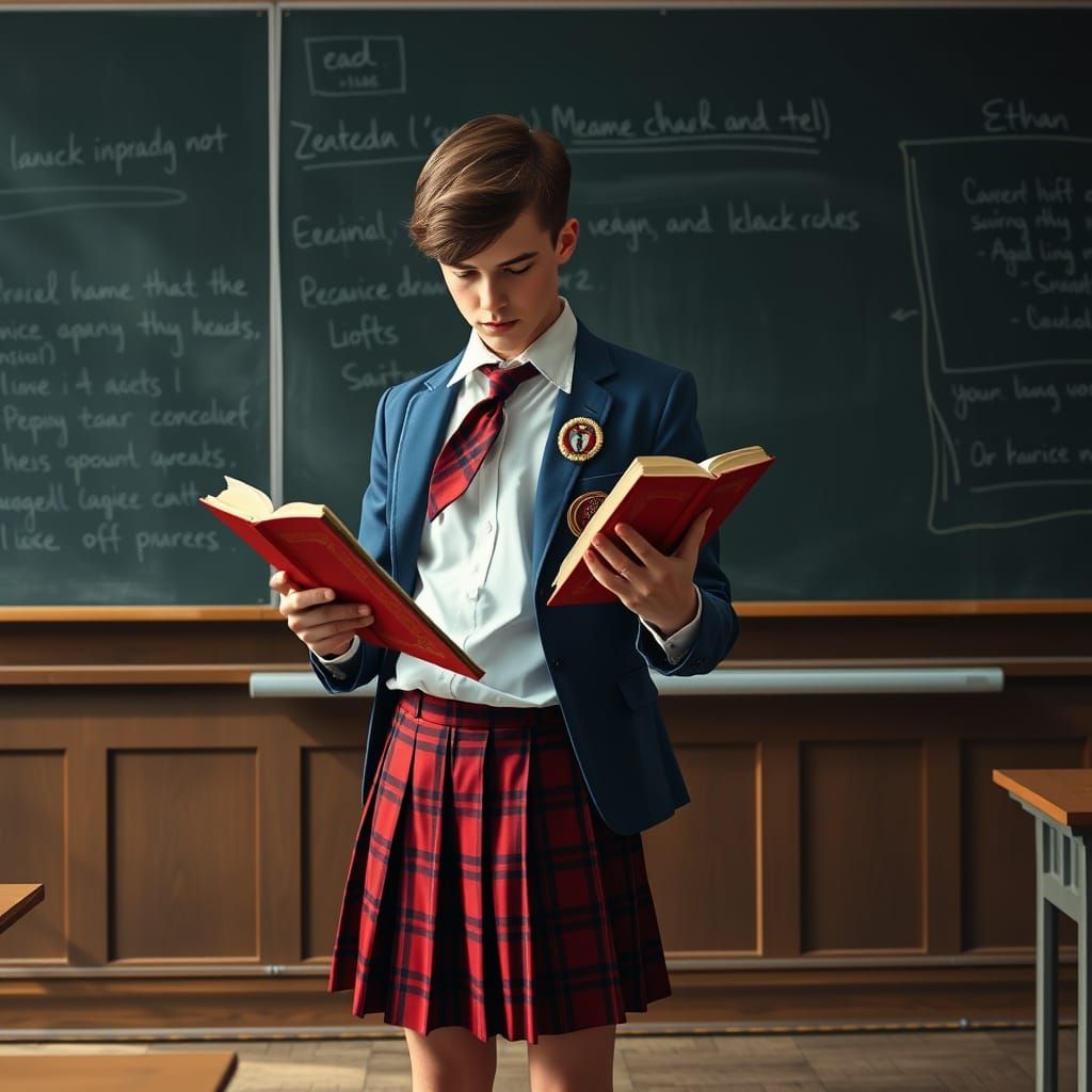 Youthful Scholar in Futuristic Classroom