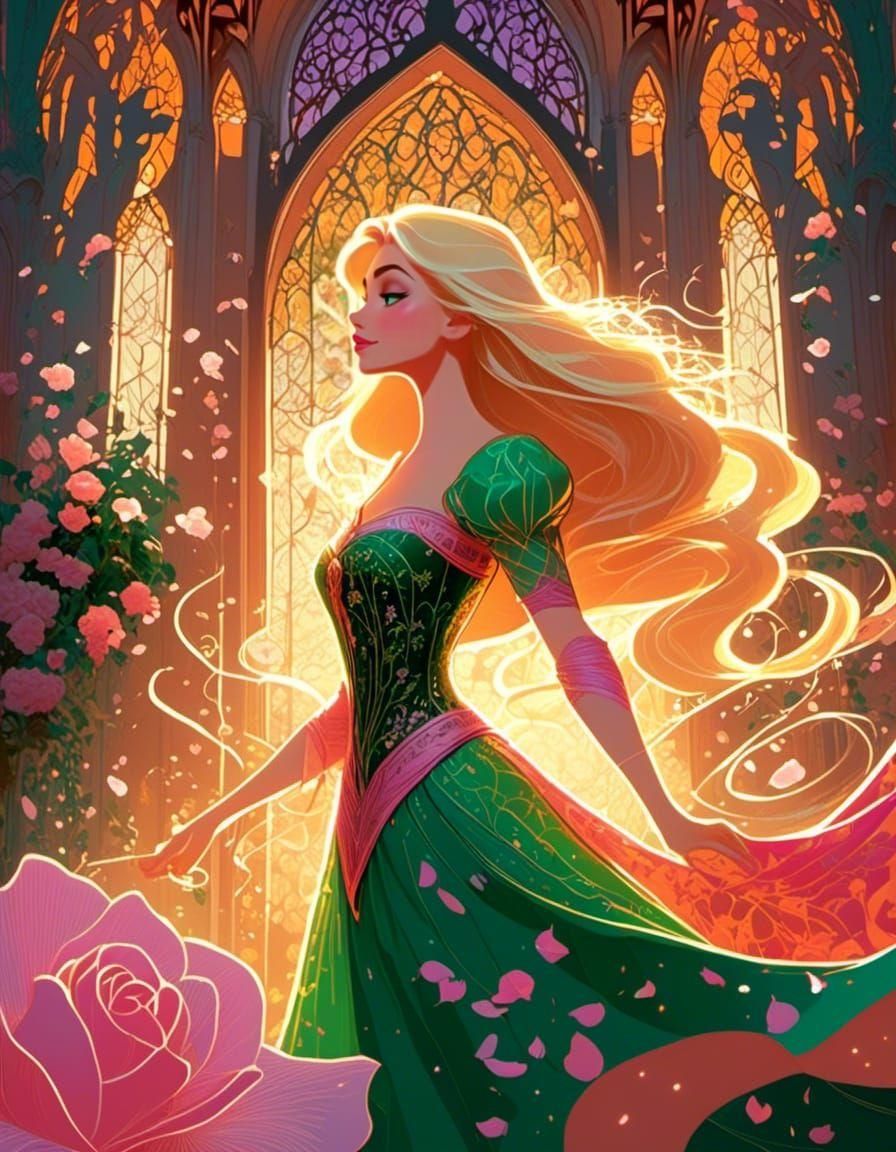 Disney Princess Rapunzel in Tower Scene