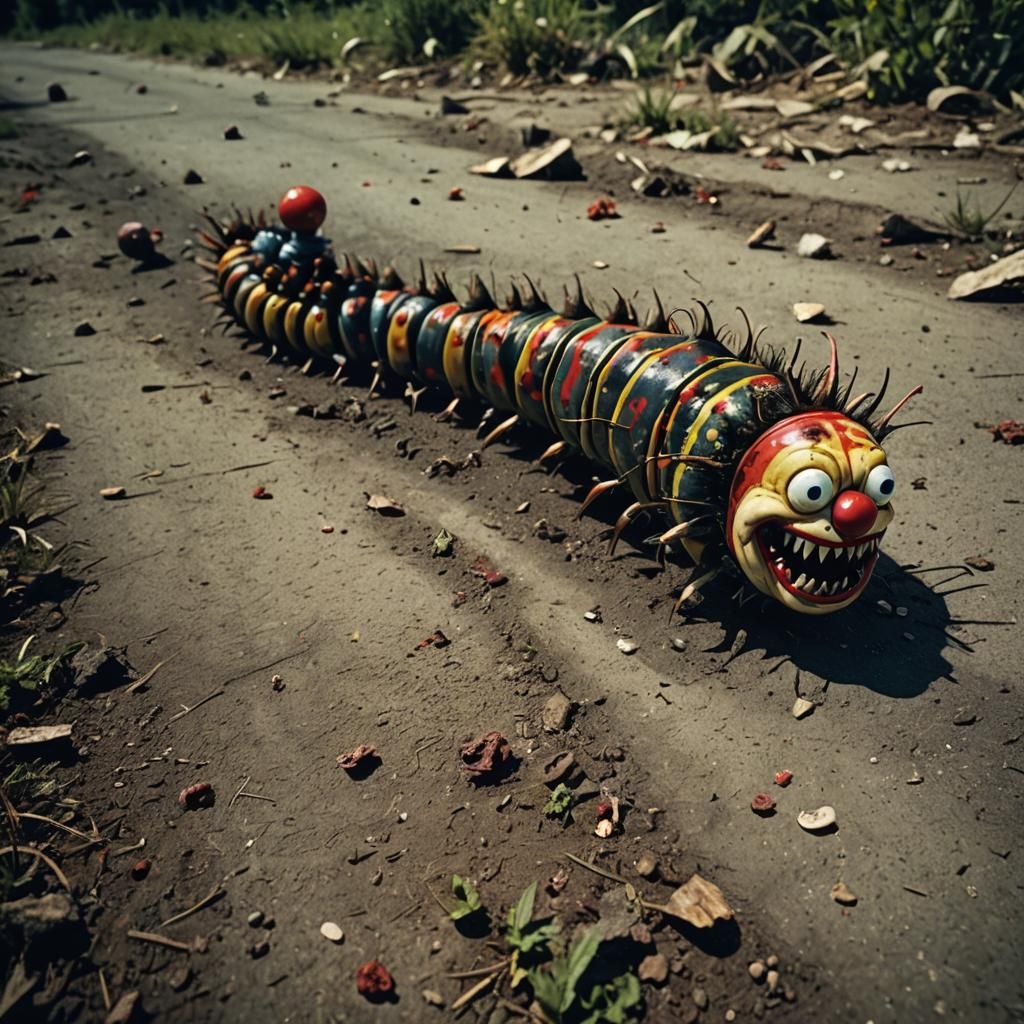 Creepy Clown Caterpillar Scares Zombies: Cinematic Film Stil...