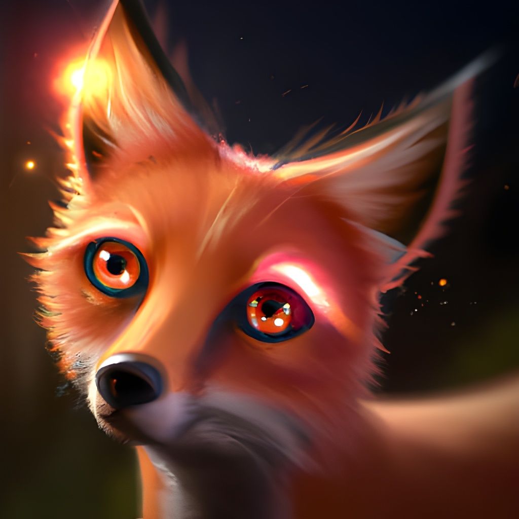 Hyperrealistic Fox Reflecting Starlight: Detailed Matte Pain...