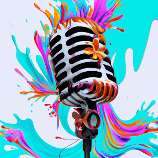 Vibrant Retro Microphone in Elegant, Expansive Style