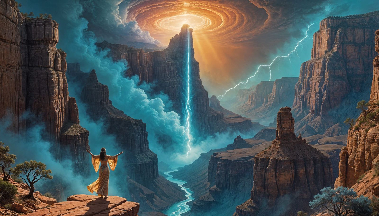 Egyptian Sorcerer Shapes the Grand Canyon with Teal Lightnin...