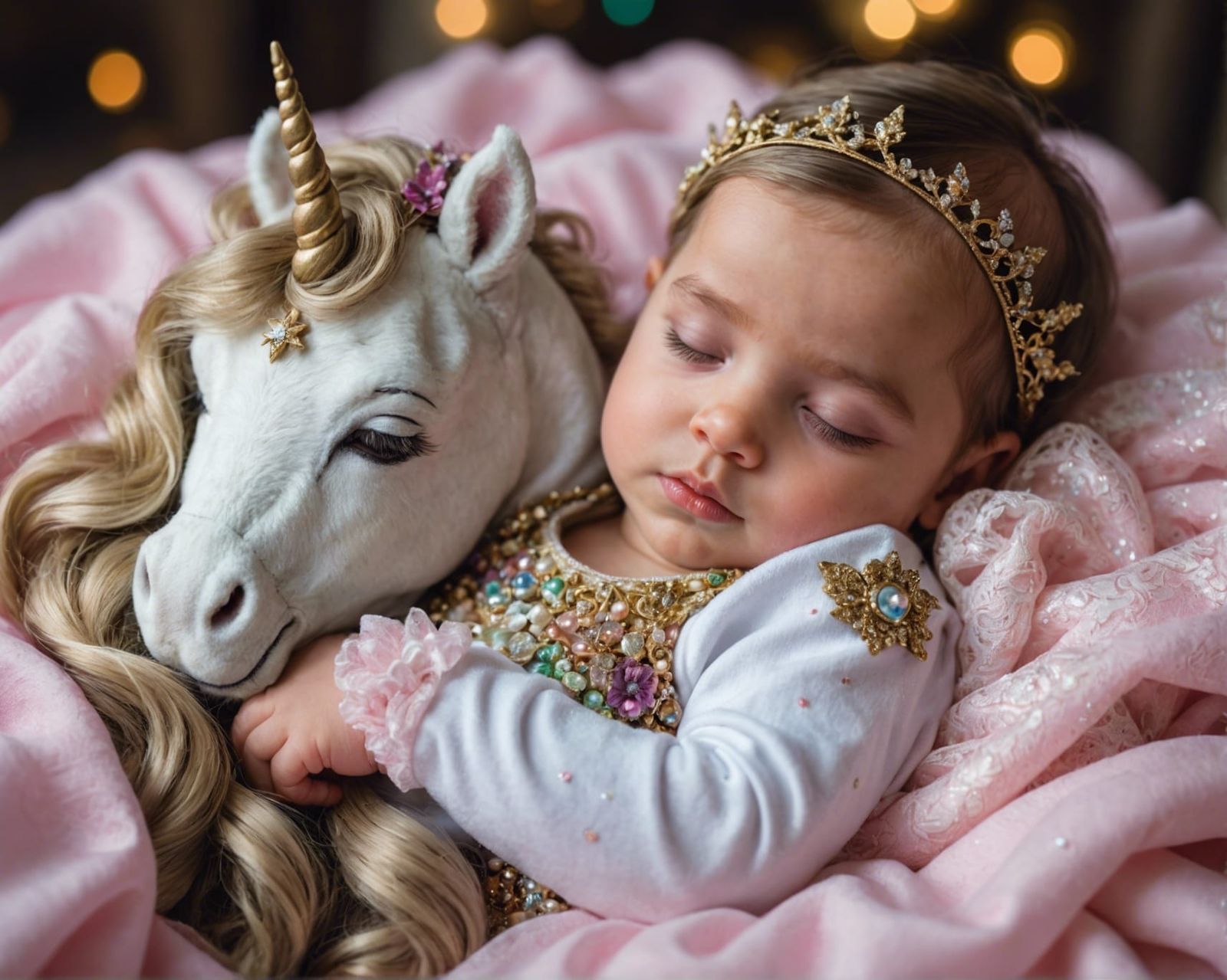 Sleeping Princess with Magical Unicorn: Professional Photogr...