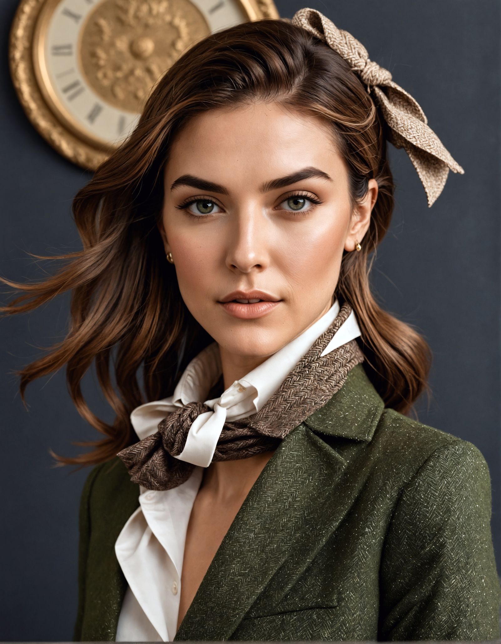 Elegant Woman Embodying 1950s French Chic in Luxurious Tweed...