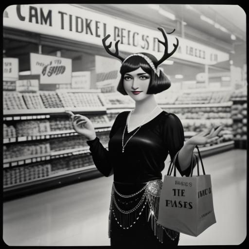 Flapper with Antlers: A Vintage 1920s Photo