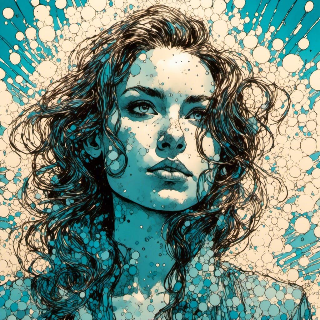 Young Woman Portrait in Comic Book Style