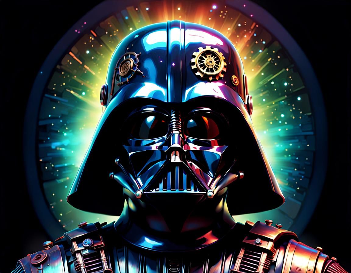 Darth Vader Helmet from Star Wars with Halo Background
