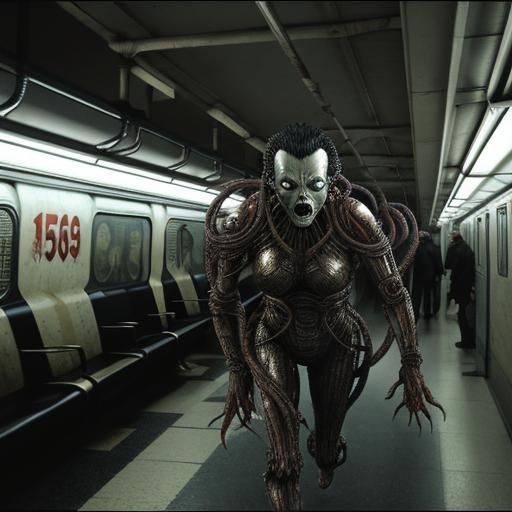 Terrifying Woman Chases Tetsuo in Subway