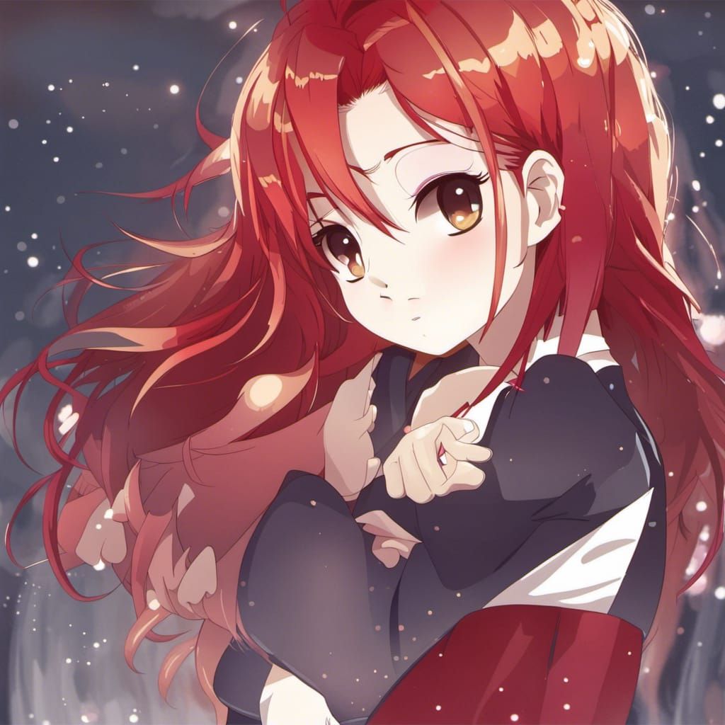Anime Style Red Hair Girl Portrait