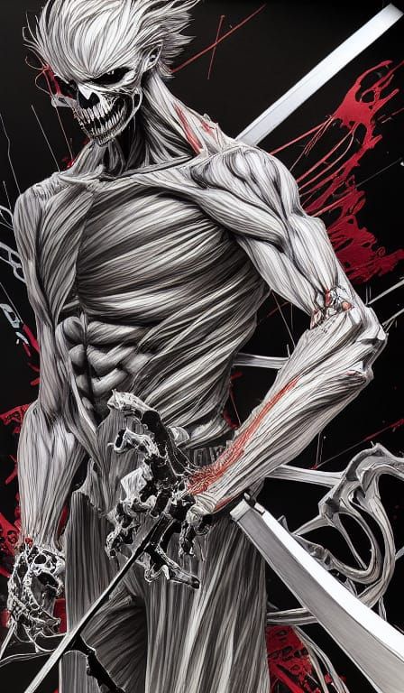 Detailed Sketch of a Four-Armed Grim Reaper