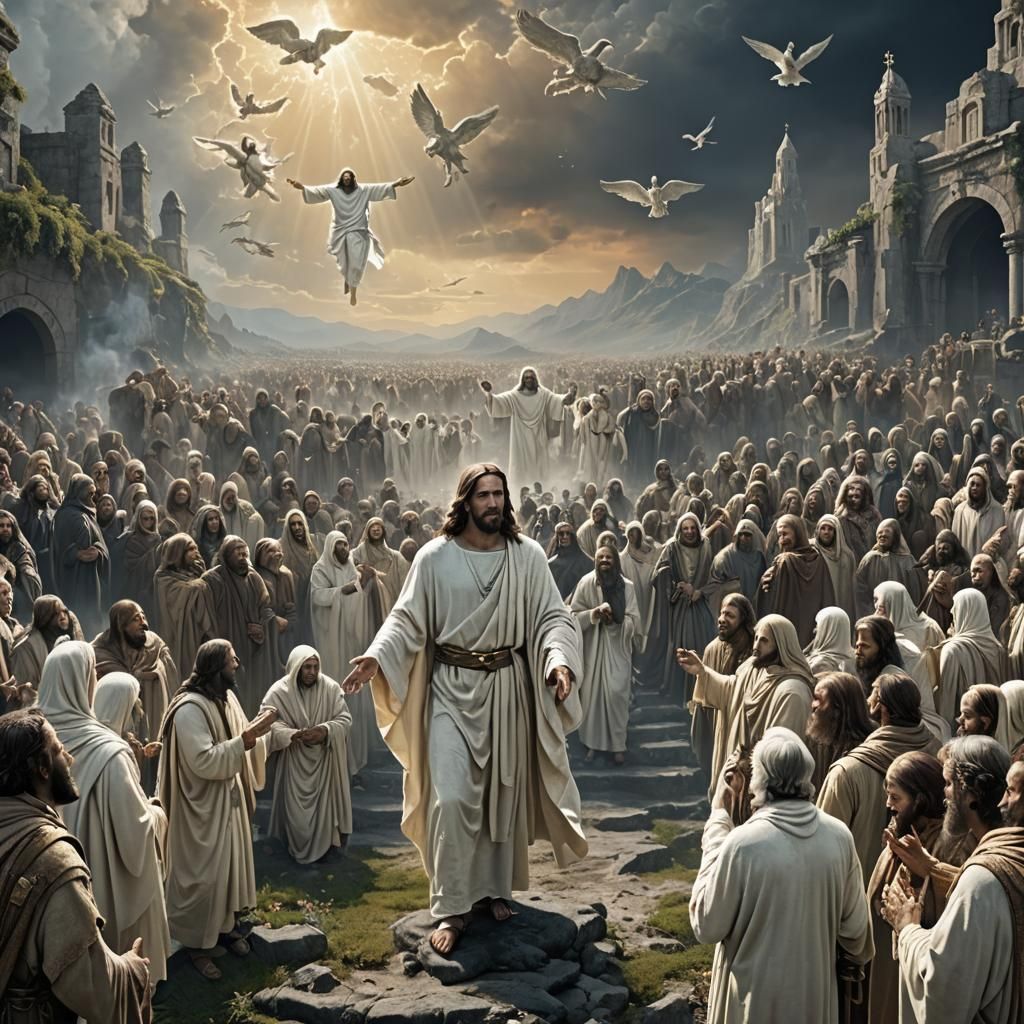 Jesus Welcoming Humans in Heaven: Digital Matte Painting