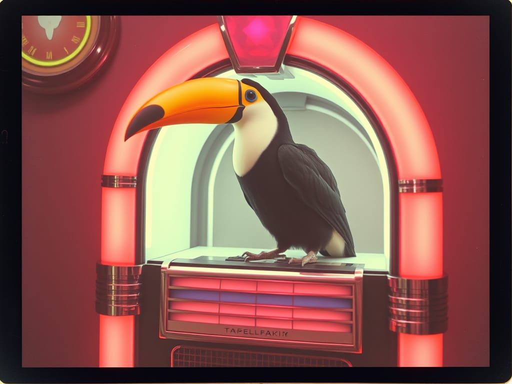 Retrofuturistic Toucan by Jukebox in Polaroid Style