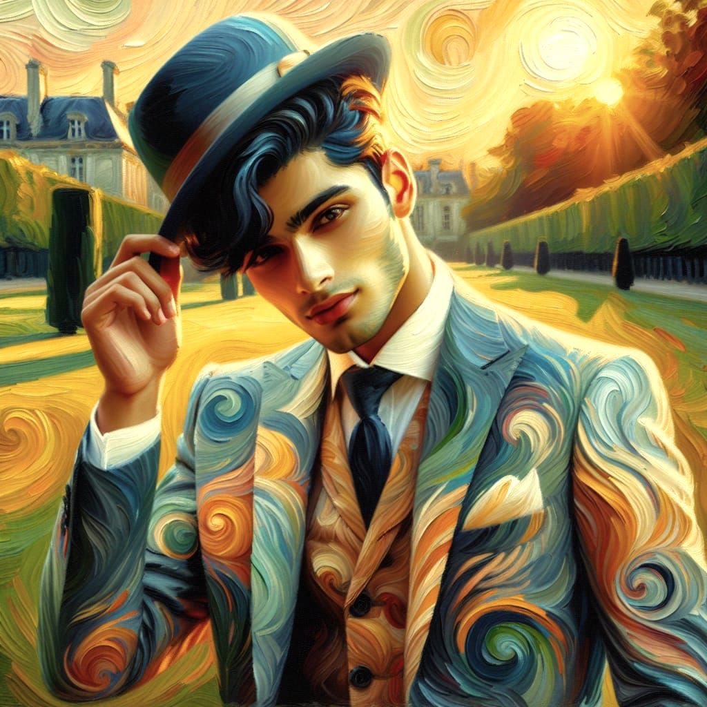 Victorian Gentleman Portrait in Post-Impressionist Style