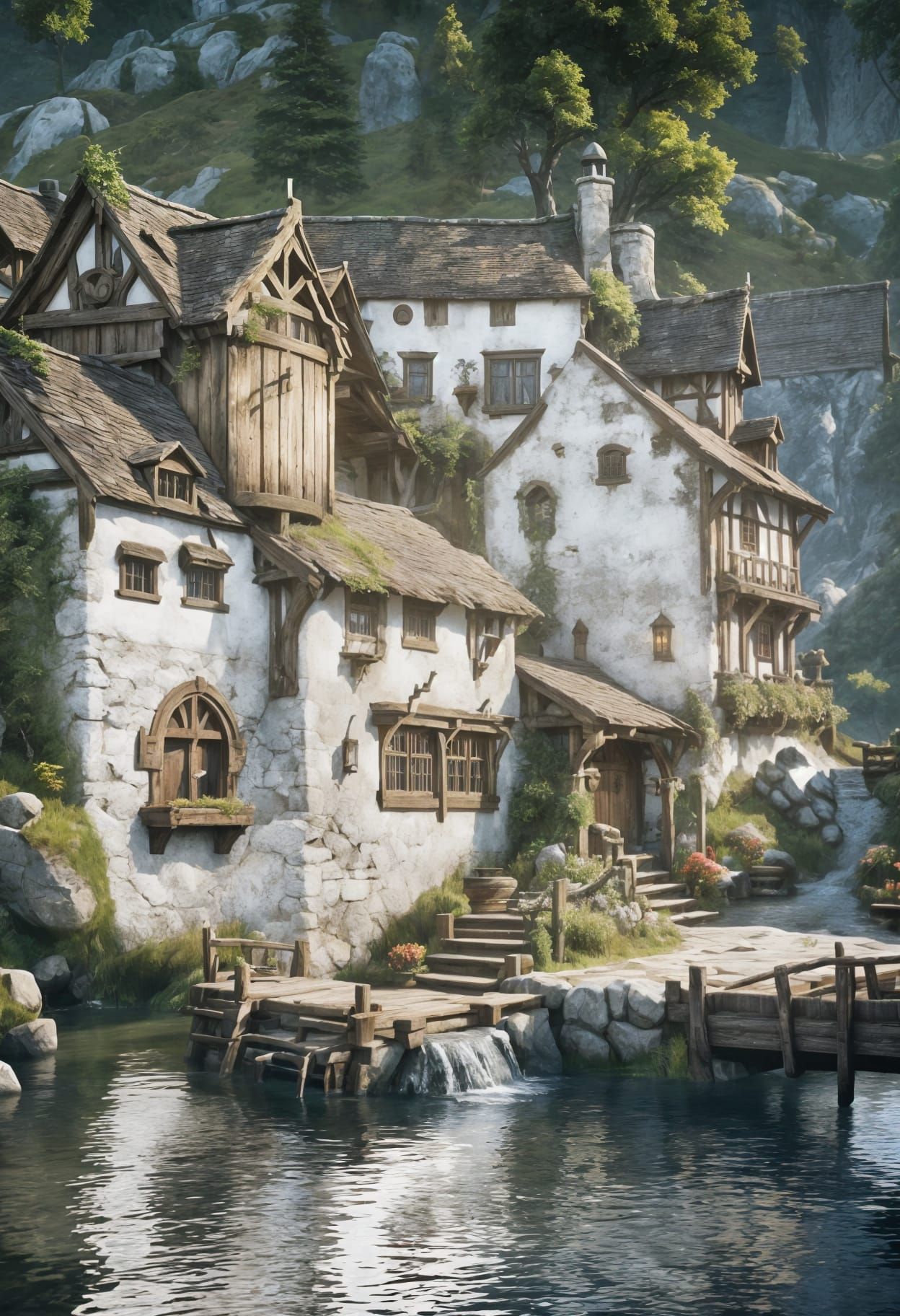 Idyllic Fantasy Landscape Inspired by Skyrim