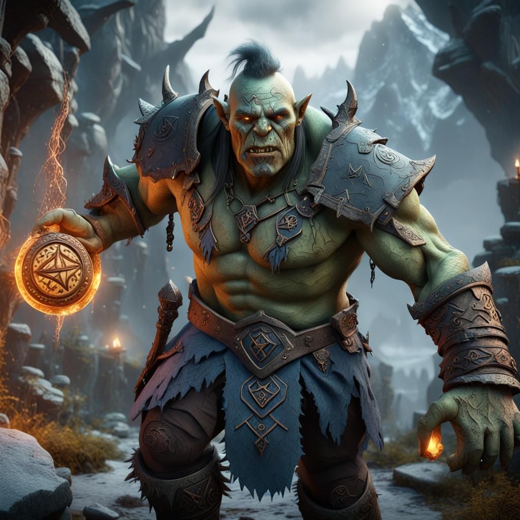 Mystical Nordic Orc with Glowing Runes