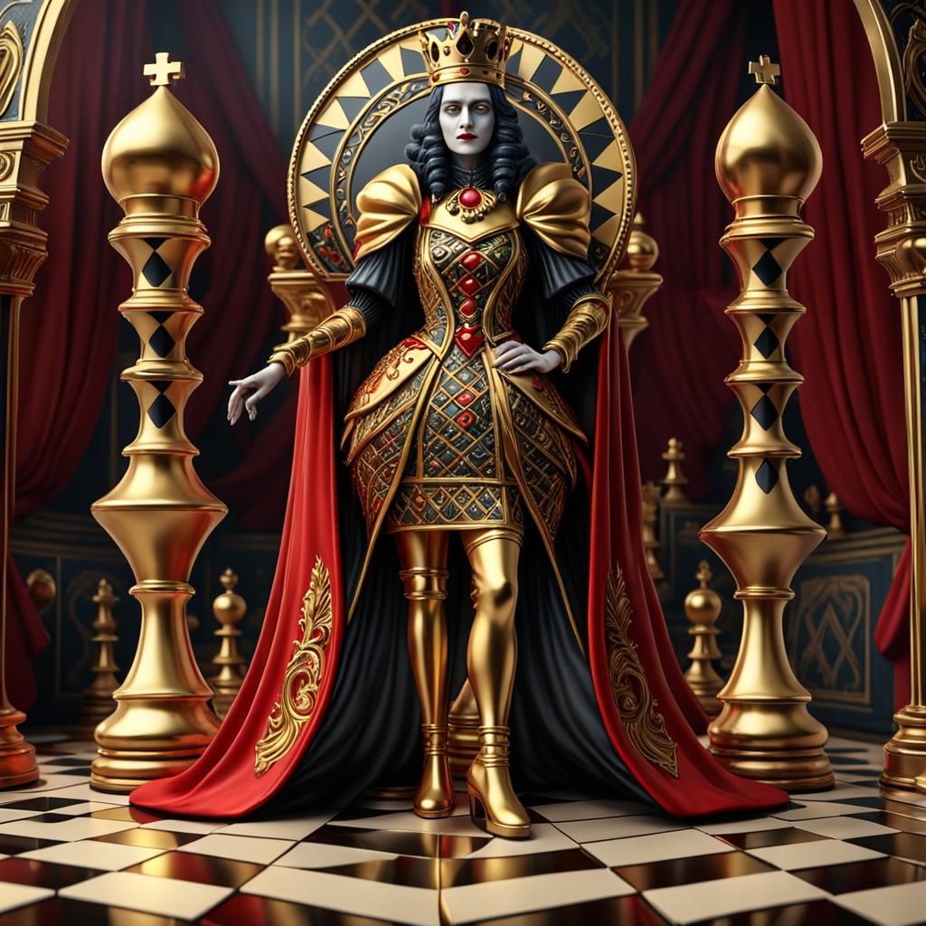 Red Queen and Golden King on Chessboard