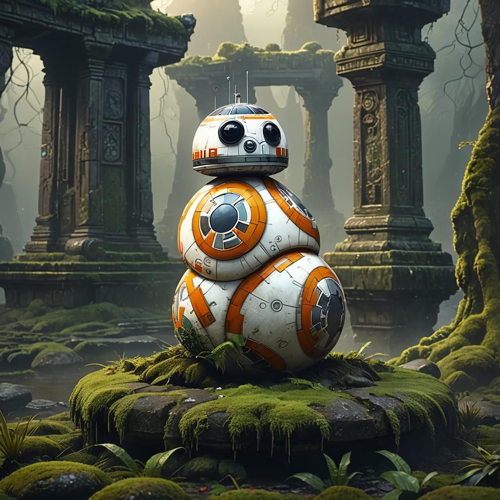 BB-8 in Abandoned Temple: Fantasy Concept Art