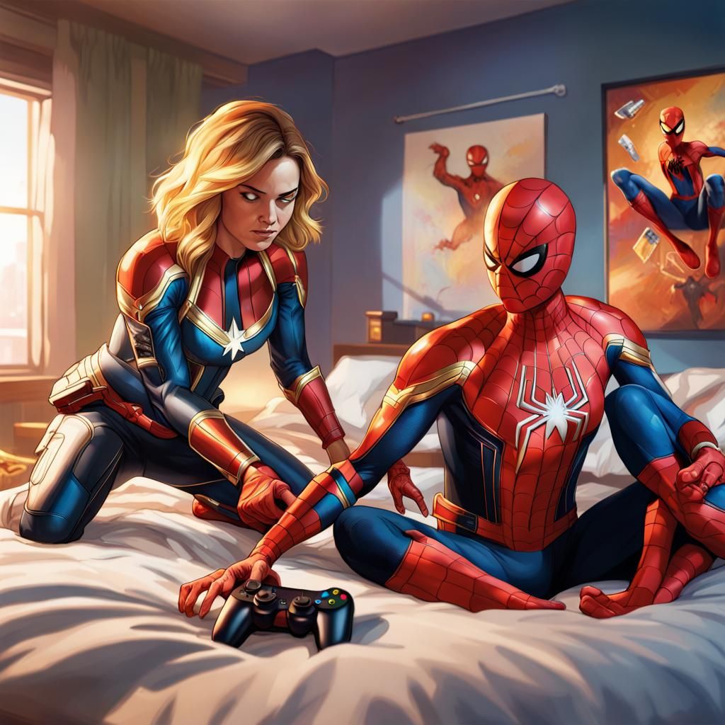 Captain Marvel and Spiderman Gaming: Hyperrealistic Concept ...