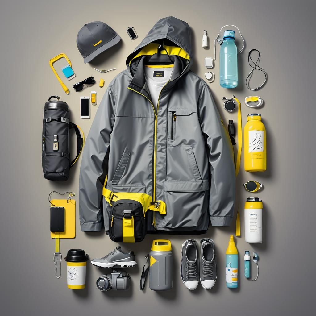 Flat Design Illustration of Products on Yellow and Grey