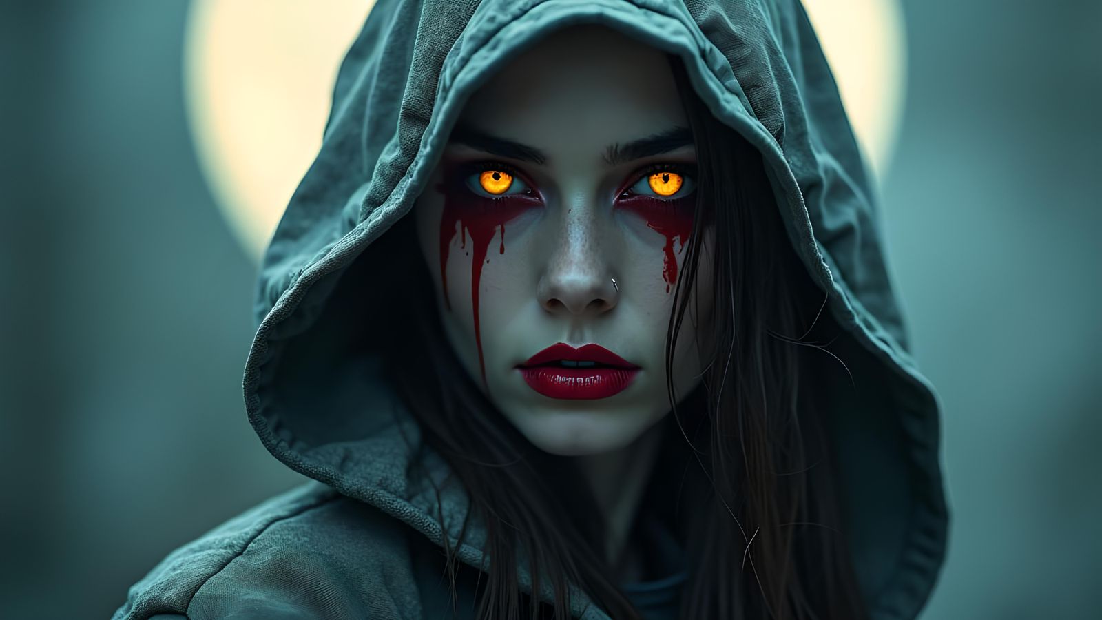 Silver Hooded Woman with Signs of Werewolf Attack