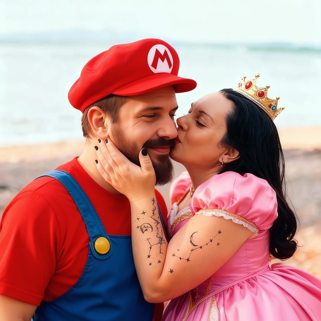 Couple Reimagined as Mario and Princess Peach