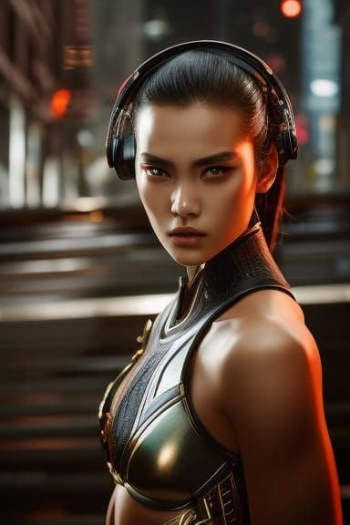 Cyberpunk Athlete Portrait in Hyperrealistic Style