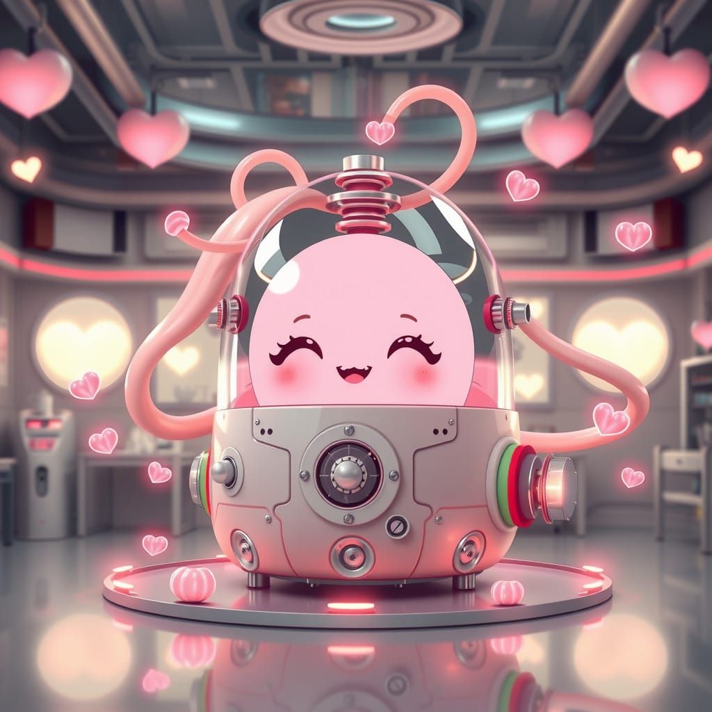 Cute Anime-Style Nuclear Reactor with a Gentle, Motherly Aur...