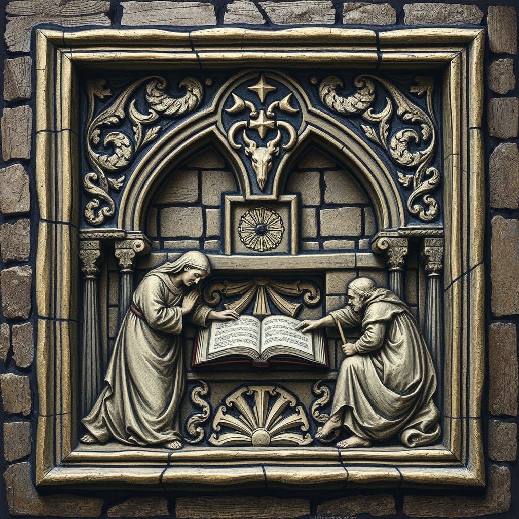 Medieval Scene with Diamond and Silver Accents