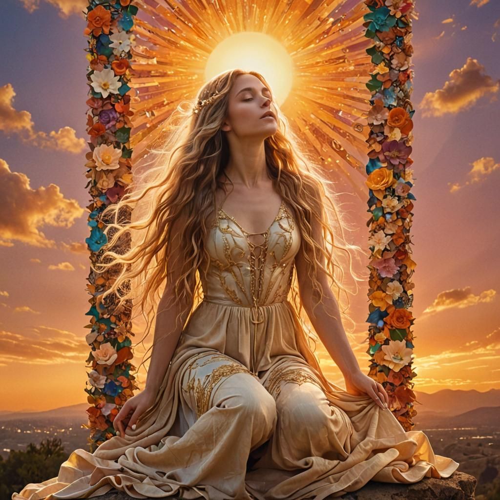 Mystical Collage: Myth and Creatures at Sunset