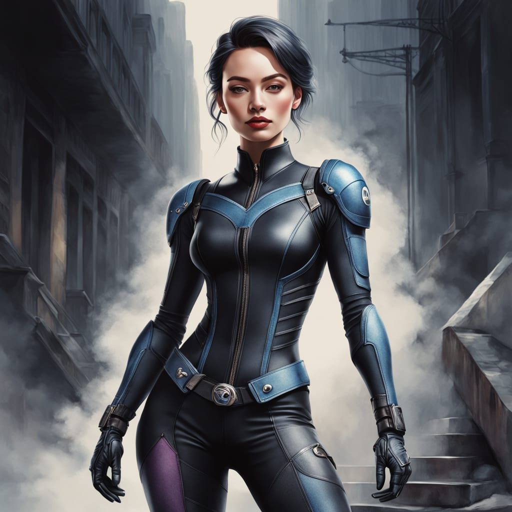 Sensual Watercolor Portrait of a Confident Woman in a Rocker...