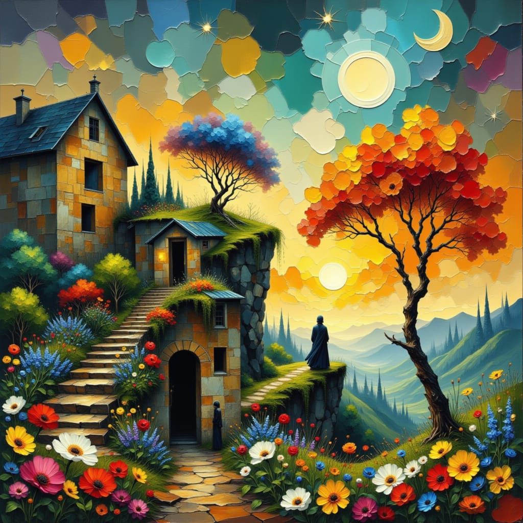 Abstract Portrait in Mixed Media Impasto Style