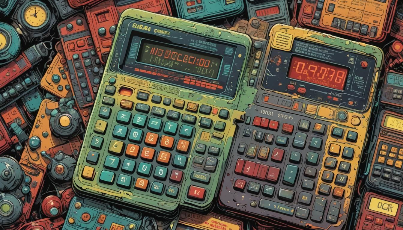 Vintage Soviet Calculator in Toxic Comic Book Art