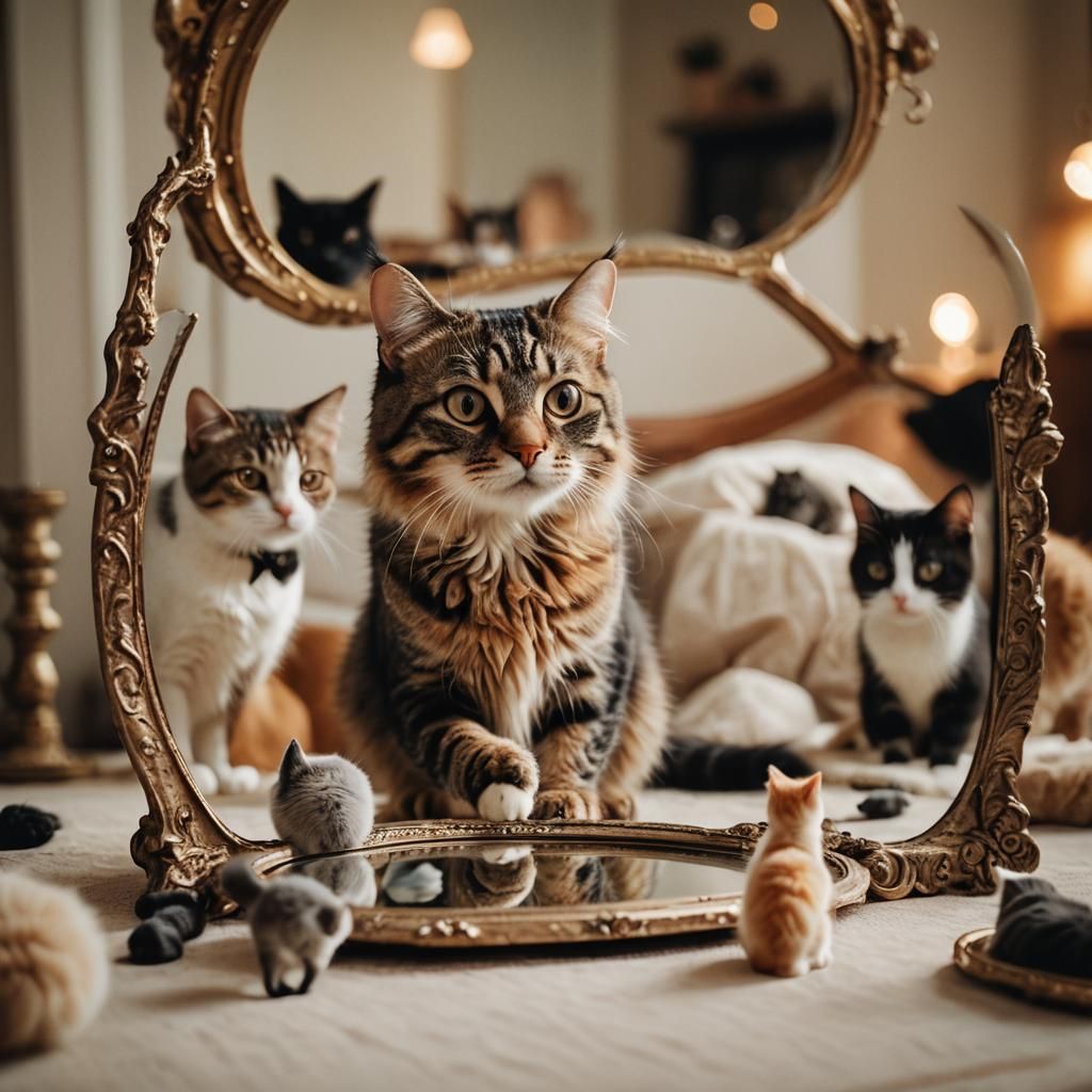 Cats Stage a Selfie in Cinematic Photography Style