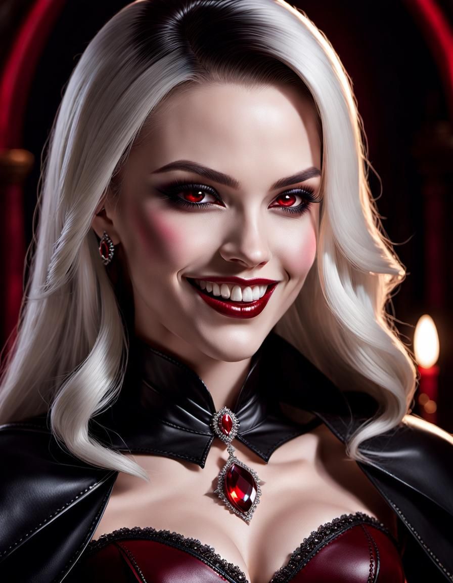 Gothic Vampire Portrait with Ruby Details