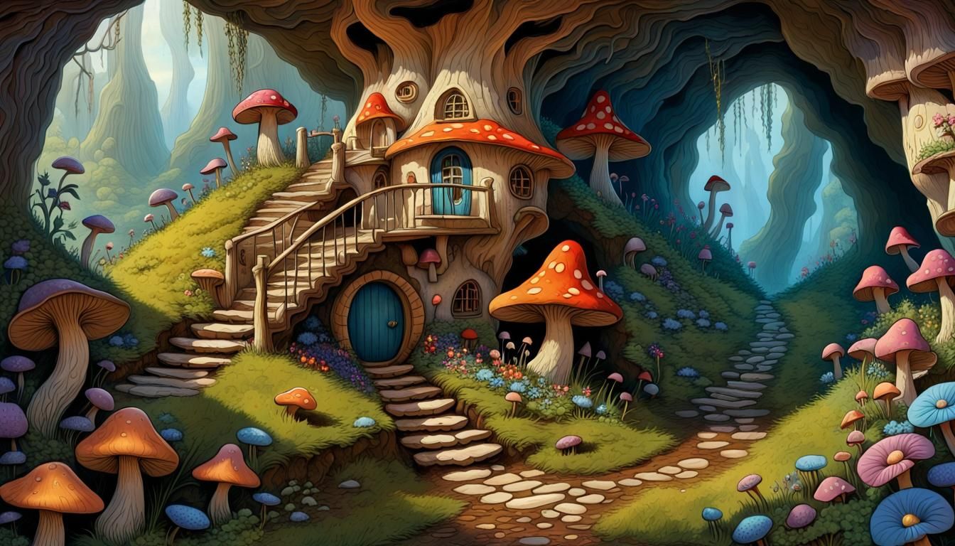 Whimsical Underground Gnome Home in Storybook Style