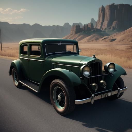 Vintage Car in 3D Game Cinematic Style