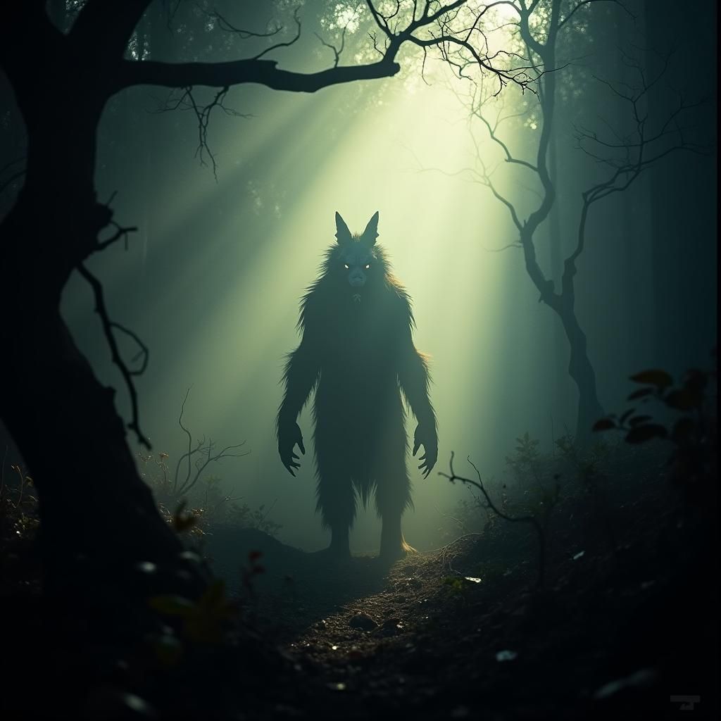 Mysterious Chupacabra in Mist-Shrouded Woods