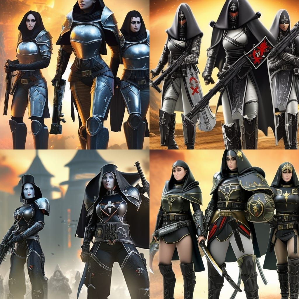 Armored Nuns Fighting Aliens in Solarpunk Space Battle