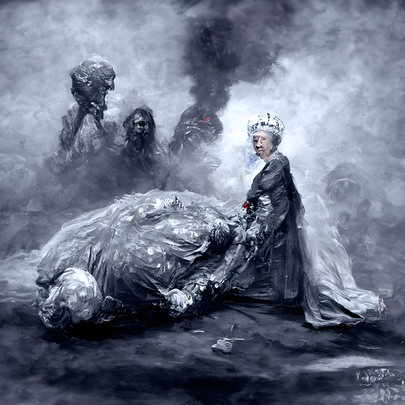 Queen Elizabeth II: Dark Art Ash Portrait
